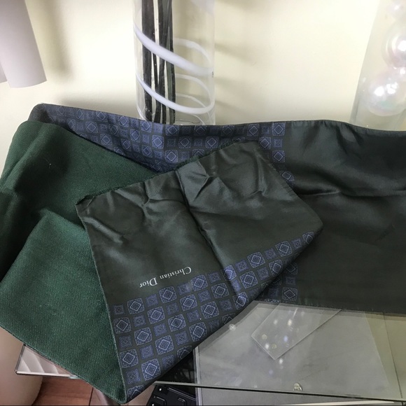 Dior Silk Wool Logo Scarf Unisex Men’s Vintage Wrap Shawl Reversible Minimalist - Picture 3 of 7